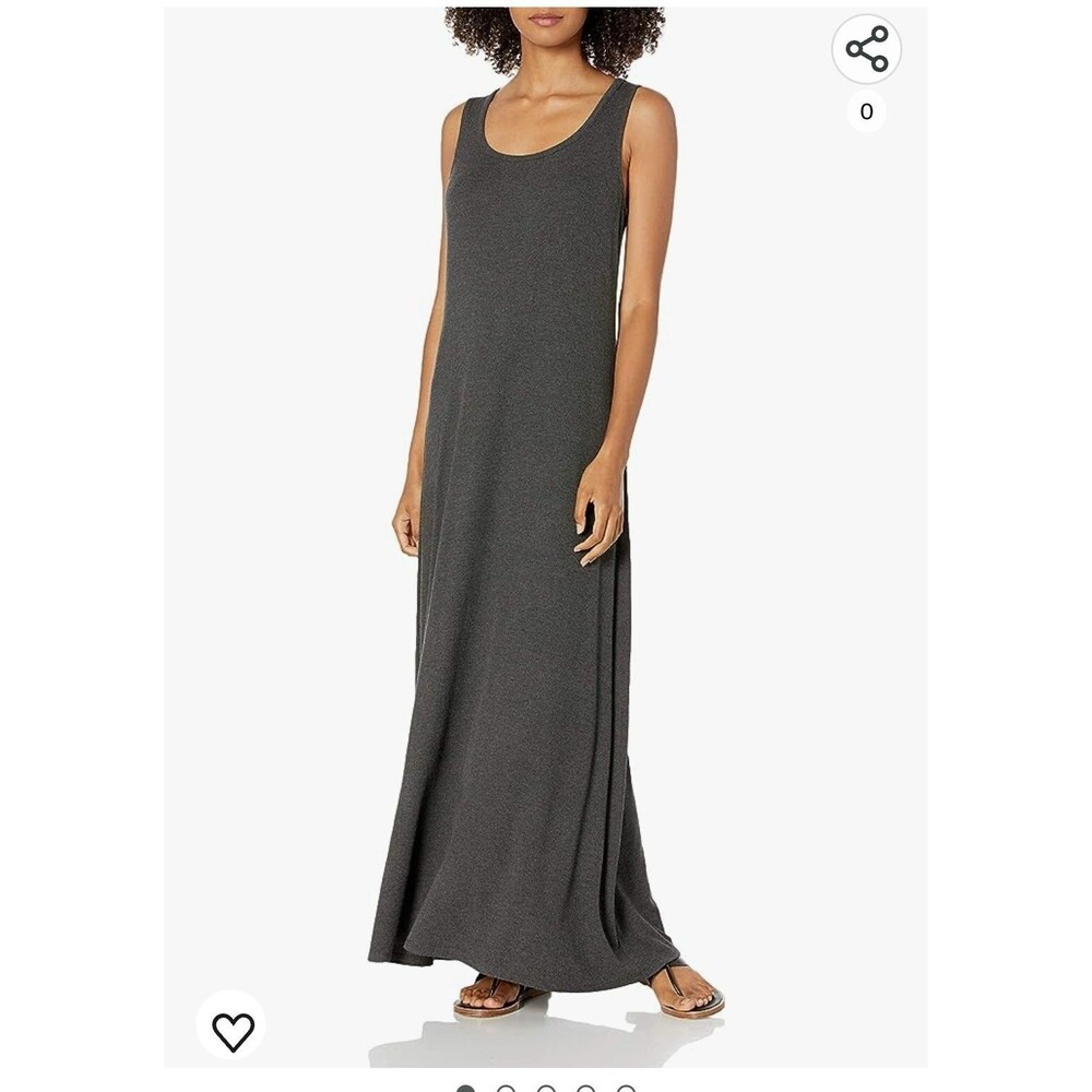 Daily Ritual Women's Relaxed Fit Rayon Spandex Fine Rib Maxi Dress Gray Medium